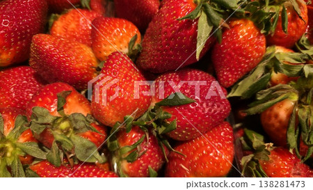 Fresh ripe strawberries close up full frame Fresh ripe strawberries close up full frame 138281473