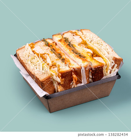 Katsu sandwich with chicken and melted cheese Katsu sandwich with chicken and melted cheese 138282434