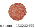 Circular salami slice cured meat with marbled fat texture detail 138282455