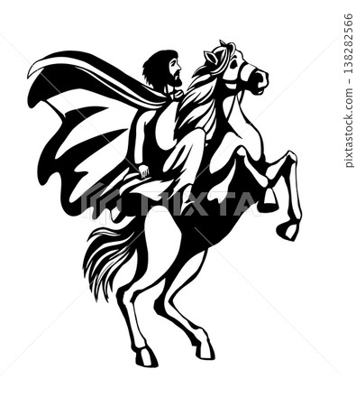 Vector drawing. Man on the horse 138282566
