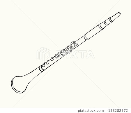 Vector line drawing of clarinet 138282572