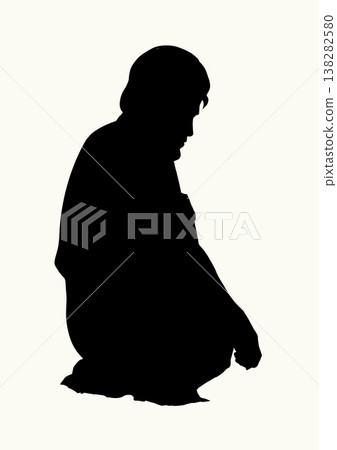Vector illustration. A man is sitting on the ground Vector illustration. A man is sitting on the ground 138282580
