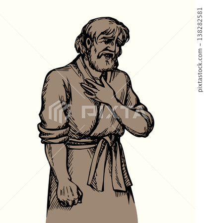 Vector drawing. Man crying in pain Vector drawing. Man crying in pain 138282581