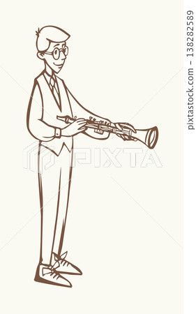 Vector illustration of a boy playing the clarinet. Vector illustration of a boy playing the clarinet. 138282589