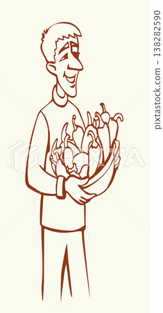 Vector illustration. Peter Piper picked a peck of pickled peppers Vector illustration. Peter Piper picked a peck of pickled peppers 138282590