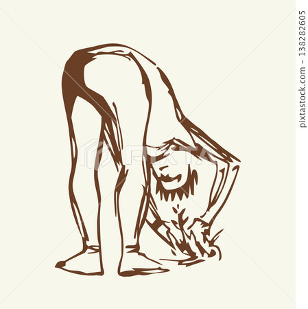 Vector drawing. A gardener weeding a garden Vector drawing. A gardener weeding a garden 138282605