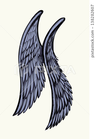 Vector drawing. Two large wings. Vector drawing. Two large wings. 138282607