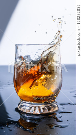 Drink splash with ice citrus refreshing Drink splash with ice citrus refreshing 138282853