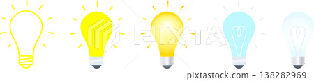 A set of materials for various versions of slim, glowing miniature light bulbs. 138282969