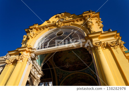 Neo Baroque colonnade in historic spa Marianske Lazne, Czechia, Cheb district, Karlovy Vary region, architectural details, sunny day Neo Baroque colonnade in historic spa Marianske Lazne, Czechia, Cheb district, Karlovy Vary region, architectural details, sunny day 138282976