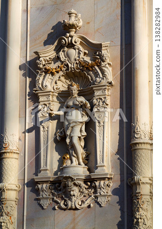 Neo Baroque colonnade in historic spa Marianske Lazne, Czechia, Cheb district, Karlovy Vary region, architectural details, sunny day Neo Baroque colonnade in historic spa Marianske Lazne, Czechia, Cheb district, Karlovy Vary region, architectural details, sunny day 138282984