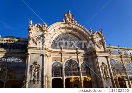 Neo Baroque colonnade in historic spa Marianske Lazne, Czechia, Cheb district, Karlovy Vary region, architectural details, sunny day Neo Baroque colonnade in historic spa Marianske Lazne, Czechia, Cheb district, Karlovy Vary region, architectural details, sunny day 138282990
