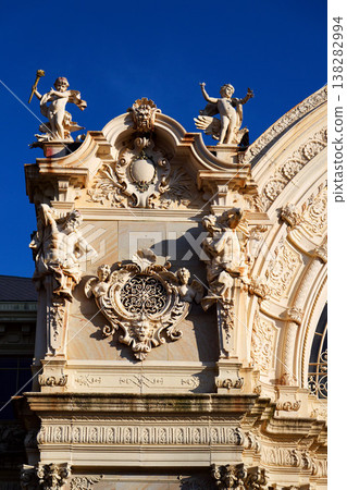 Neo Baroque colonnade in historic spa Marianske Lazne, Czechia, Cheb district, Karlovy Vary region, architectural details, sunny day Neo Baroque colonnade in historic spa Marianske Lazne, Czechia, Cheb district, Karlovy Vary region, architectural details, sunny day 138282994