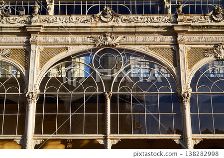 Neo Baroque colonnade in historic spa Marianske Lazne, Czechia, Cheb district, Karlovy Vary region, architectural details, sunny day Neo Baroque colonnade in historic spa Marianske Lazne, Czechia, Cheb district, Karlovy Vary region, architectural details, sunny day 138282998