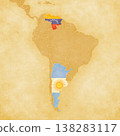 Ocher map of South America - Argentina and Venezuela 138283117