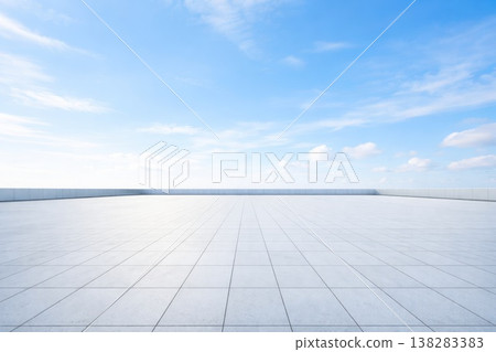 Empty rooftop terrace with blue sky background minimal outdoor space Empty rooftop terrace with blue sky background minimal outdoor space 138283383