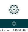 Abstract sunburst ornament vector logo with color green 138283405