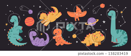 Dinosaur Astronaut Suit Drifts Stars Dinosaur Astronaut Suit Drifts Stars 138283419