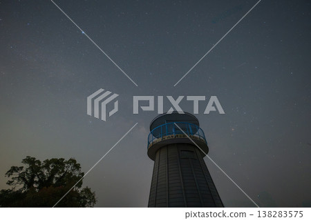 Beautiful starry sky over Kashira Island in Bizen City, Okayama Prefecture, Japan Beautiful starry sky over Kashira Island in Bizen City, Okayama Prefecture, Japan 138283575
