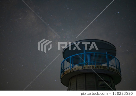 Beautiful starry sky over Kashira Island in Bizen City, Okayama Prefecture, Japan Beautiful starry sky over Kashira Island in Bizen City, Okayama Prefecture, Japan 138283580