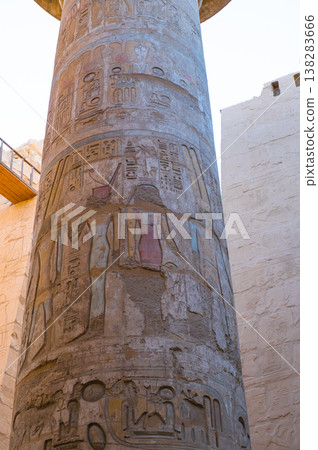 Columns of the Great Hypostyle Hall at Karnak Temple Complex, UNESCO World Heritage Site, Luxor, Egypt 138283666