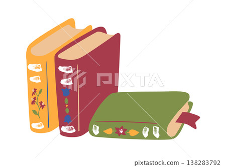 Book Stack With Bookmark Cartoon Book Stack With Bookmark Cartoon 138283792