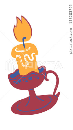 Candle Dripping Wax In Holder Cartoon 138283793