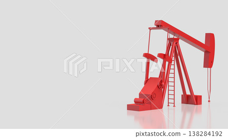 Red Oil Pump Jack Isolated On White Background 3d render. Red Oil Pump Jack Isolated On White Background 3d render. 138284192