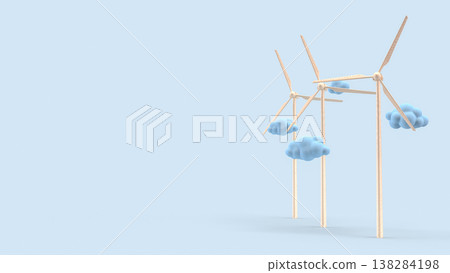 Wind Turbine Renewable Energy Sustainable Power Concept 3d render. Wind Turbine Renewable Energy Sustainable Power Concept 3d render. 138284198