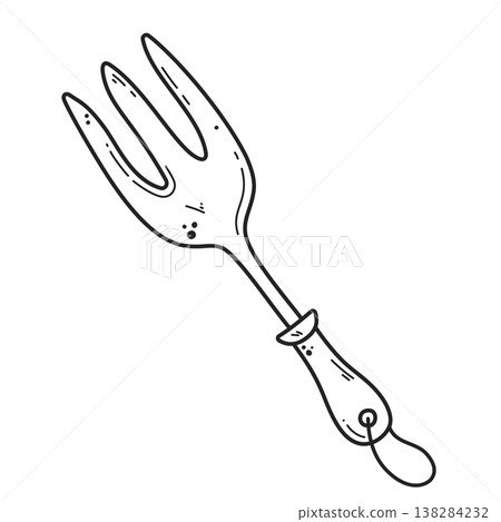 Outline doodle garden rake illustration Outline doodle garden rake illustration 138284232
