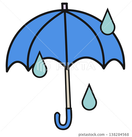 Simple rain and umbrella Simple rain and umbrella 138284568