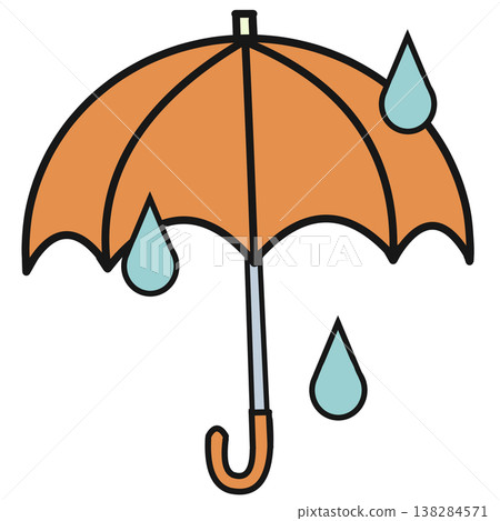 Simple rain and umbrella Simple rain and umbrella 138284571