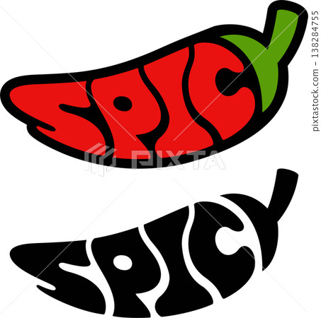 Spicy chili pepper text lettering logo Spicy chili pepper text lettering logo 138284755