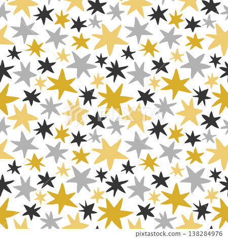 Vector seamless pattern with gold and gray stars on white background for graphic design Vector seamless pattern with gold and gray stars on white background for graphic design 138284976