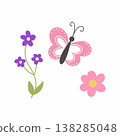flower and pink butterfly. lovely floral arrangement. 138285048