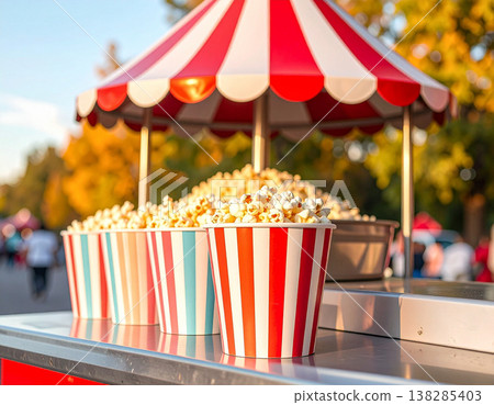 Popcorn stall, colorful, festival 138285403