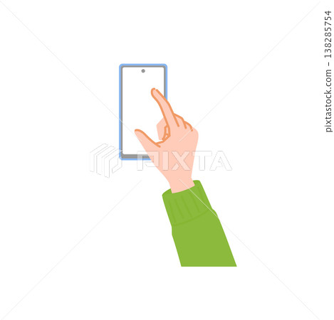 A hand pinching out on a smartphone (overhead view) 138285754