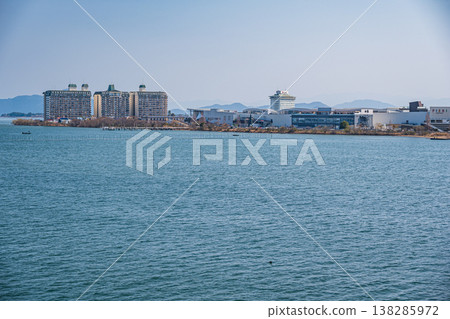 View from Biwako Ohashi Bridge towards Moriyama City, Shiga Prefecture View from Biwako Ohashi Bridge towards Moriyama City, Shiga Prefecture 138285972