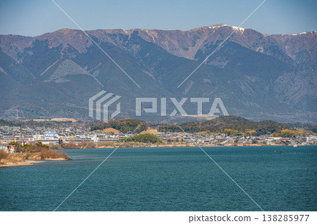 View of the Hira mountain range from Biwako Ohashi Bridge, Katata, Otsu City, Shiga Prefecture 138285977
