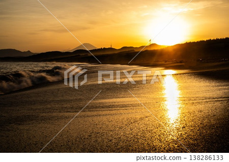湘南平塚的傍晚海景 138286133