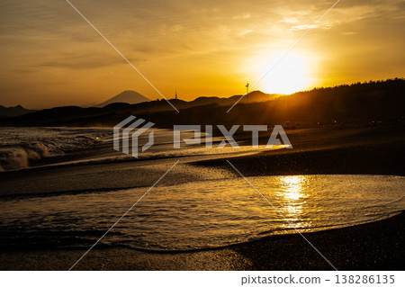 湘南平塚的傍晚海景 138286135