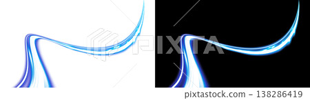 Dynamic blue light streaks and transparent background, black background material 138286419