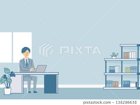 Background illustration of a man in a suit working in an office. Background illustration of a man in a suit working in an office. 138286638