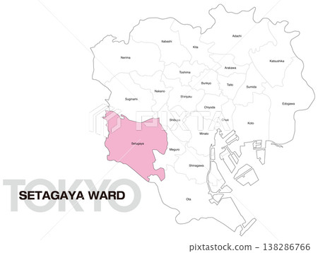 東京世田谷區位置圖(含區名)(英文) 東京世田谷區位置圖(含區名)(英文) 138286766