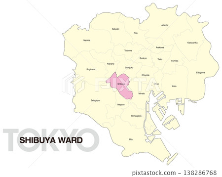 東京澀谷區位置圖(含區名)(英文) 東京澀谷區位置圖(含區名)(英文) 138286768