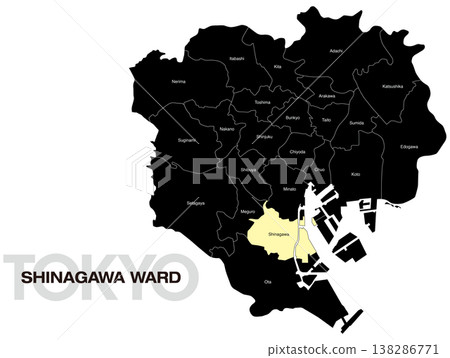 Map of Shinagawa Ward, Tokyo, including ward names (English) Map of Shinagawa Ward, Tokyo, including ward names (English) 138286771