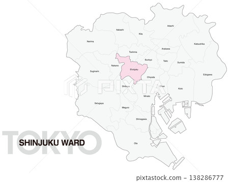 Location map of Shinjuku Ward, Tokyo (with ward names) (English) 138286777