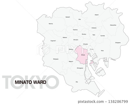 東京港區地點圖(含區名)(英文) 東京港區地點圖(含區名)(英文) 138286799