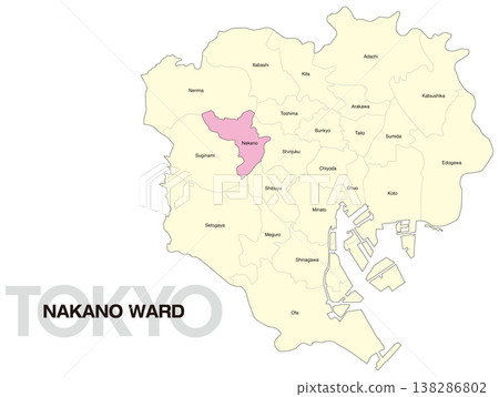 Location map of Nakano Ward, Tokyo (with ward names) (English) 138286802