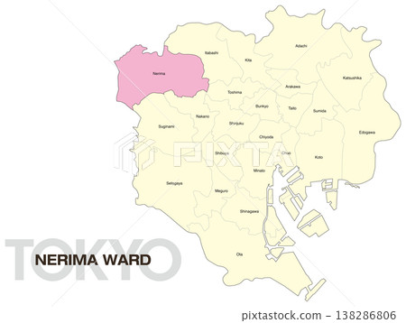 東京練馬區位置圖（含區名）（英文） 138286806